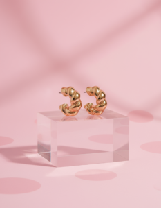 SheeBaa Chunky Twisted Rose Gold Hoop Earrings for Women