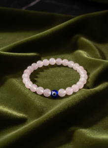 Rose Quartz Evil Eye Bracelet – Premium AAA Quality 8mm Love, Protection & Positive Energy Beads (Lab Certified)