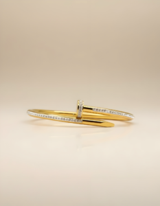 SheeBaa Gold Nail Head CZ Open Bangle Bracelet for Women