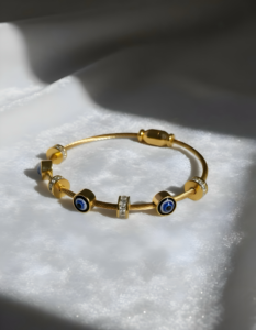 SheeBaa Gold Evil Eye Cable Bracelet for Women – Adjustable Good Luck Charm Jewelry