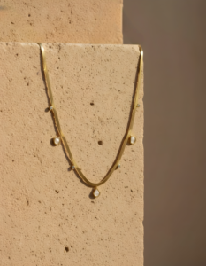 Sheebaa Pearl Drop Gold Necklace for Women – Modern Minimal Design