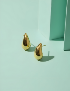 SheeBaa Trendy Gold Plated Teardrop Stud Earrings for Women & Girls | Classy Minimalist Partywear Earrings