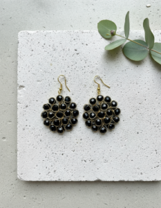 SheeBaa Black Stone Floral Earrings for Women – Gold-Plated Ethnic & Party Wear