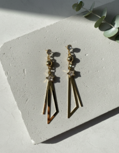 Sheebaa Celestial Geo Star Dangle Earrings – Gold Tone, Lightweight Party Wear