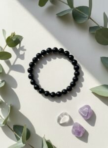AAA Quality Black Tourmaline Bead Bracelet 8 mm – Natural Stone Stretch Bracelet for Men & Women