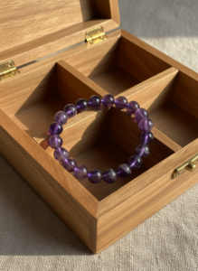 Natural Amethyst Crystal Beaded Bracelet for Peace, Healing & Positivity