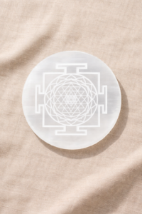 Natural Selenite Sri Yantra Plate for Crystal Charging & Meditation