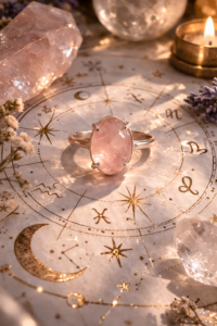 Rose Quartz Healing Ring for Women – Adjustable Pink Crystal Ring