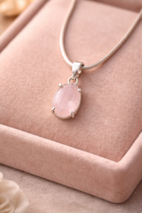 Love Rose Quartz Crystal Chain Pendant for Women – Healing Stone Necklace
