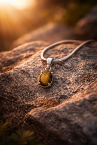 Natural Tiger Eye Crystal Chain Pendant for Women – Healing Stone Necklace