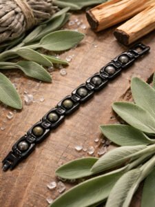 Premium Men's Black Chain Pyrite Beaded Bracelet | Prosperity, Confidence & Protection